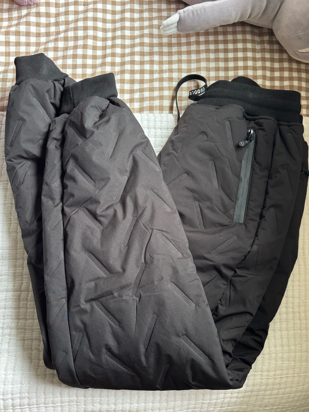 Black Quilted Jogger Pants